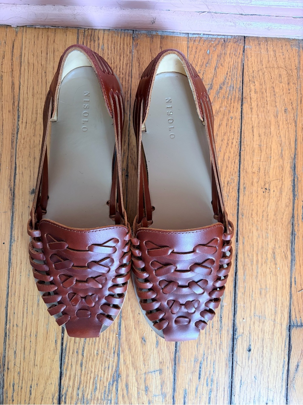 Nisolo Brown Woven Leather Slip-On Loafers
